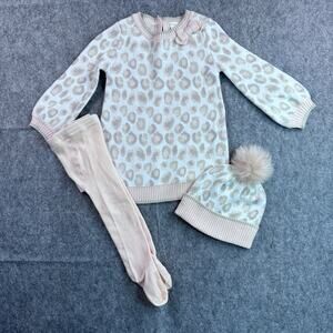 Cynthia Rowley 12M NWOT Baby Leopard Sweater Dress with Tights and Hat